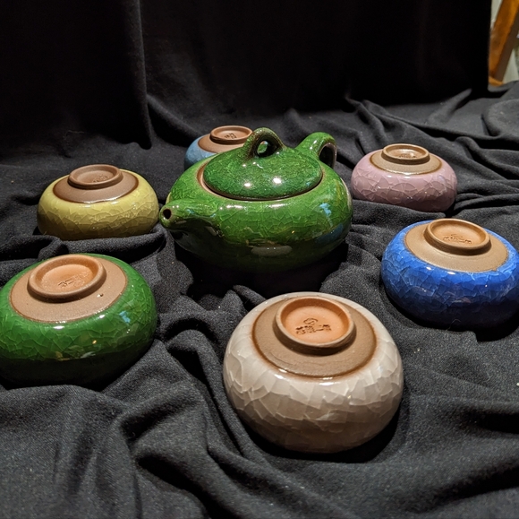 Vintage Ice Cracked Glaze Ceramic Kung Fu Tea Set - Picture 9 of 10